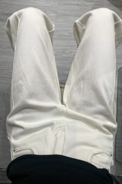 White Women's Plus Size Wide-Leg Curved Knife Pants - Summer 2025 Flattering Scythe Design for Effortless Style