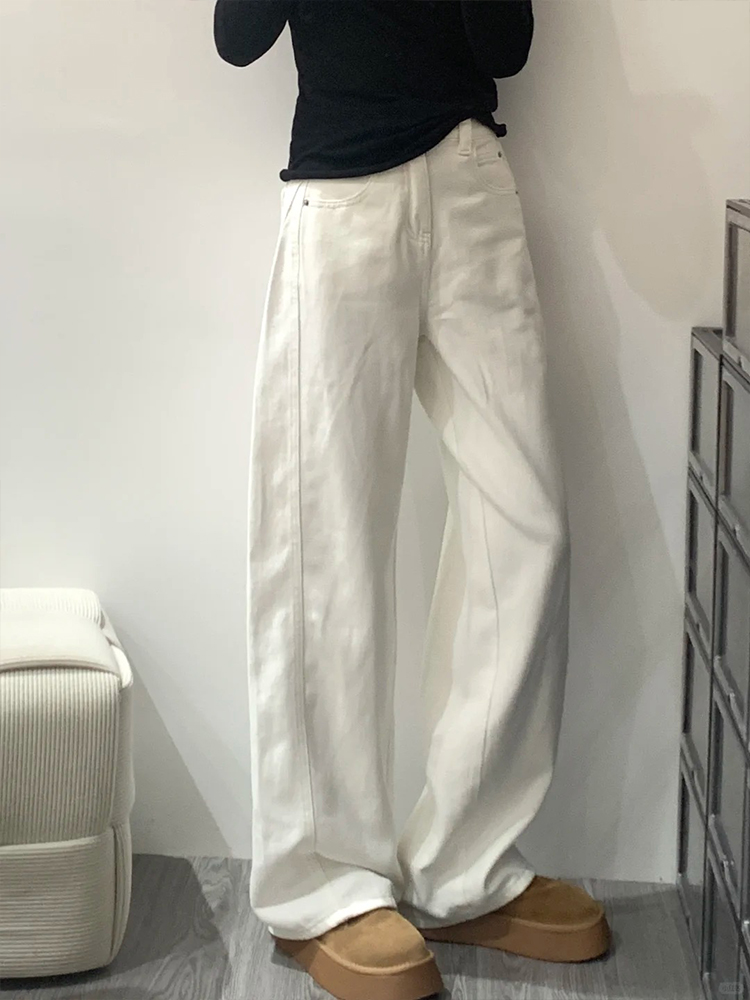 White Women's Plus Size Wide-Leg Curved Knife Pants - Summer 2025 Flattering Scythe Design for Effortless Style White Women's Plus Size Wide-Leg Curved Knife Pants - Summer 2025 Flattering Scythe Design for Effortless Style