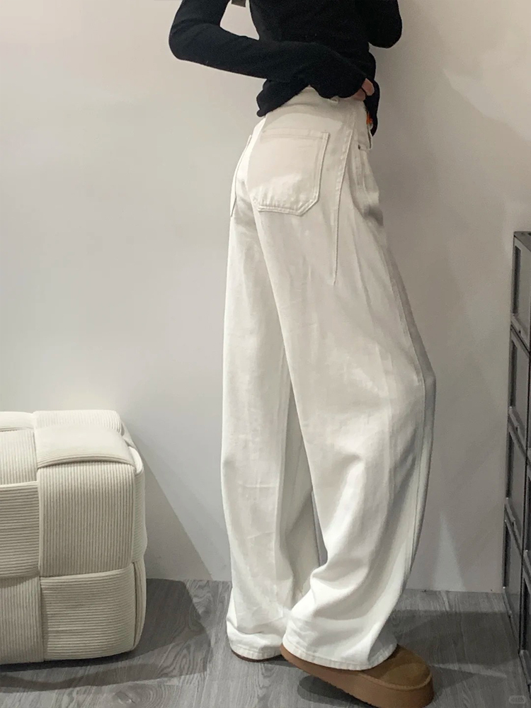 White Women's Plus Size Wide-Leg Curved Knife Pants - Summer 2025 Flattering Scythe Design for Effortless Style White Women's Plus Size Wide-Leg Curved Knife Pants - Summer 2025 Flattering Scythe Design for Effortless Style