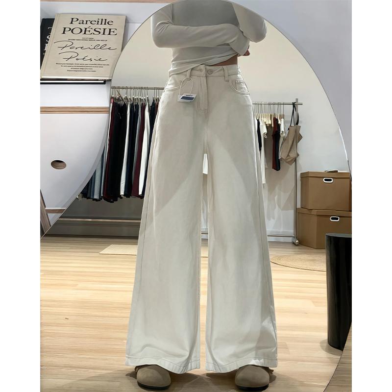 Wide-Leg White Jeans for Women - Loose Fit Lazy Style Plus-Size Pants for Pear-Shaped Figures and Thick Legs, 2025 Fashion Trend Wide-Leg White Jeans for Women - Loose Fit Lazy Style Plus-Size Pants for Pear-Shaped Figures and Thick Legs, 2025 Fashion Trend
