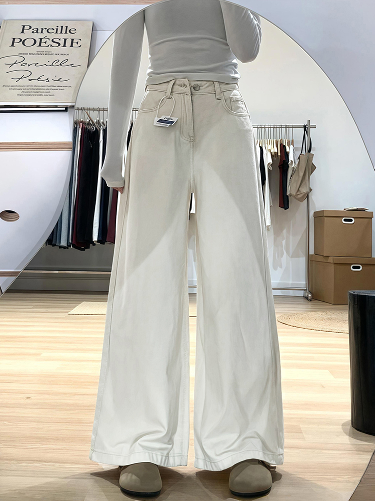 Wide-Leg White Jeans for Women - Loose Fit Lazy Style Plus-Size Pants for Pear-Shaped Figures and Thick Legs, 2025 Fashion Trend Wide-Leg White Jeans for Women - Loose Fit Lazy Style Plus-Size Pants for Pear-Shaped Figures and Thick Legs, 2025 Fashion Trend