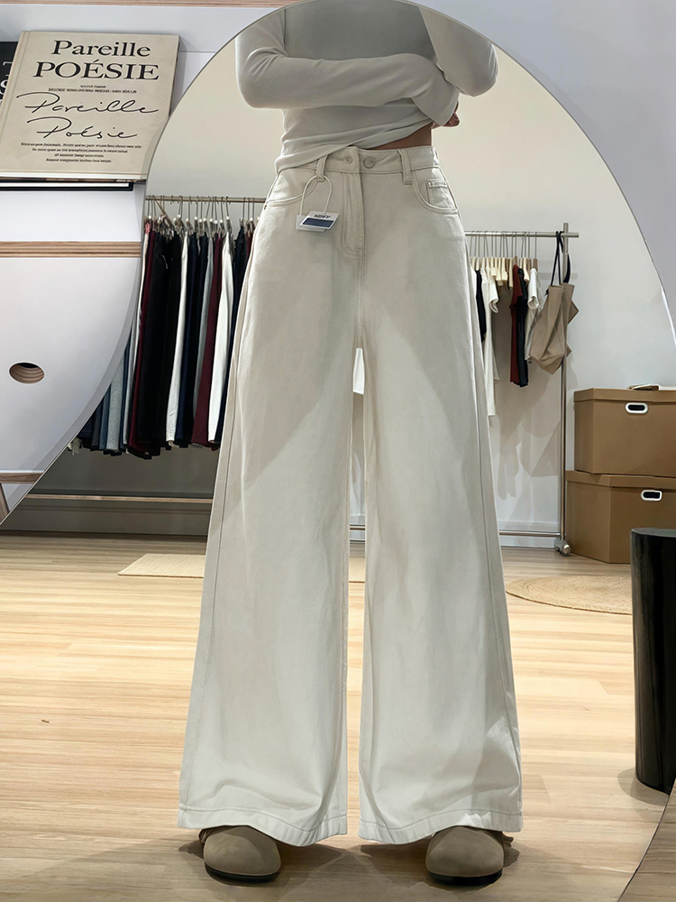 Wide-Leg White Jeans for Women - Loose Fit Lazy Style Plus-Size Pants for Pear-Shaped Figures and Thick Legs, 2025 Fashion Trend Wide-Leg White Jeans for Women - Loose Fit Lazy Style Plus-Size Pants for Pear-Shaped Figures and Thick Legs, 2025 Fashion Trend