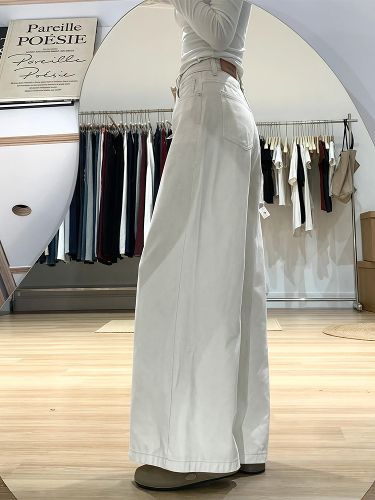 Wide-Leg White Jeans for Women - Loose Fit Lazy Style Plus-Size Pants for Pear-Shaped Figures and Thick Legs, 2025 Fashion Trend Wide-Leg White Jeans for Women - Loose Fit Lazy Style Plus-Size Pants for Pear-Shaped Figures and Thick Legs, 2025 Fashion Trend