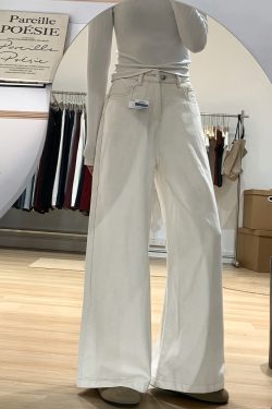 Wide-Leg White Jeans for Women - Loose Fit Lazy Style Plus-Size Pants for Pear-Shaped Figures and Thick Legs, 2025 Fashion Trend