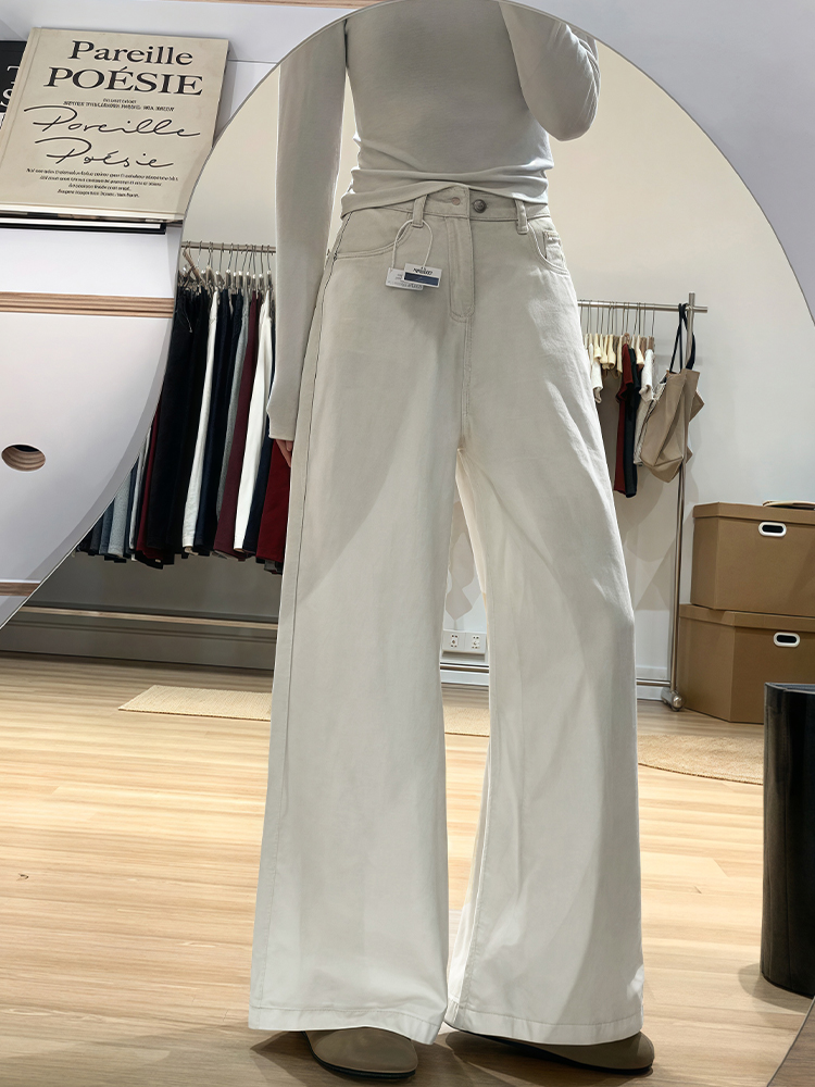Wide-Leg White Jeans for Women - Loose Fit Lazy Style Plus-Size Pants for Pear-Shaped Figures and Thick Legs, 2025 Fashion Trend Wide-Leg White Jeans for Women - Loose Fit Lazy Style Plus-Size Pants for Pear-Shaped Figures and Thick Legs, 2025 Fashion Trend