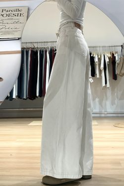 Wide-Leg White Jeans for Women - Loose Fit Lazy Style Plus-Size Pants for Pear-Shaped Figures and Thick Legs, 2025 Fashion Trend