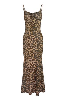 Wild Leopard Print Slim Fit Stretch Camisole Dress - 90s Inspired Fashion, Chic Summer Outfit, Trendy Night Out Dress