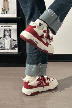 Wine Red Women's Sneakers - Summer Mesh Breathable Thick-Soled Board Shoes - Trendy Casual Style for Women