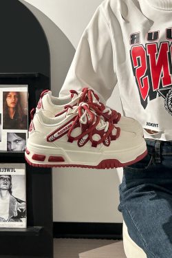 Wine Red Women's Sneakers - Summer Mesh Breathable Thick-Soled Board Shoes - Trendy Casual Style for Women