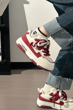 Wine Red Women's Sneakers - Summer Mesh Breathable Thick-Soled Board Shoes - Trendy Casual Style for Women
