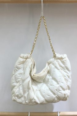 Winter High-End Small Tote Bag with Diamond Check Design, Large Capacity Shoulder Bag for Stylish Everyday Use