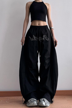 Women's American Cargo Pants - Loose Wide-Leg Design, Curved Blade, Hip-Hop Casual Paratrooper Street Dance Sports Pants
