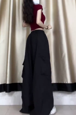 Women's American Casual Cargo Pants - Loose Fit, Straight-Leg Wide-Leg, Trendy Street Dance Hip-Hop Style, Perfect for Petite Sizes