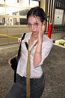 Women's American College Style Striped Mid-Sleeve Lapel Shirt Jacket - Slim Fit Trendy Spring Top