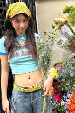 Women's American Retro Color-Blocked Short T-Shirt - Summer Pure Cotton, Slim Fit, Trendy Shoulder Top, Casual Fashion