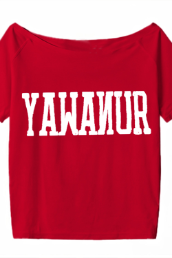 Women's American Retro Off-Shoulder T-Shirt, Summer Letter Print, Loose Slimming Short Sleeves, Trendy Shoulder-Baring Top