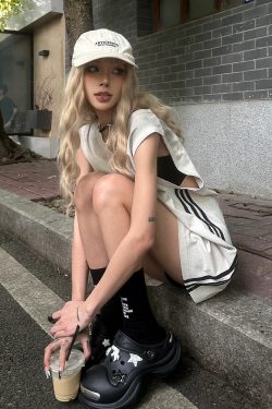 Women's American Retro Sports Vest - Summer Side Stripe Sleeveless T-Shirt, Loose Tank Top in Street Style