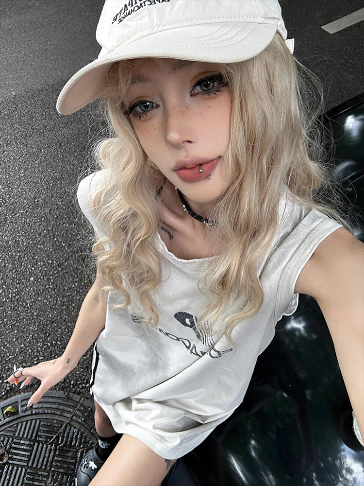 Women's American Retro Sports Vest - Summer Side Stripe Sleeveless T-Shirt, Loose Tank Top in Street Style Women's American Retro Sports Vest - Summer Side Stripe Sleeveless T-Shirt, Loose Tank Top in Street Style