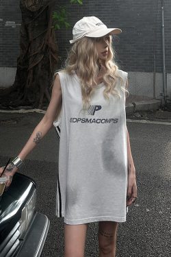 Women's American Retro Sports Vest - Summer Side Stripe Sleeveless T-Shirt, Loose Tank Top in Street Style