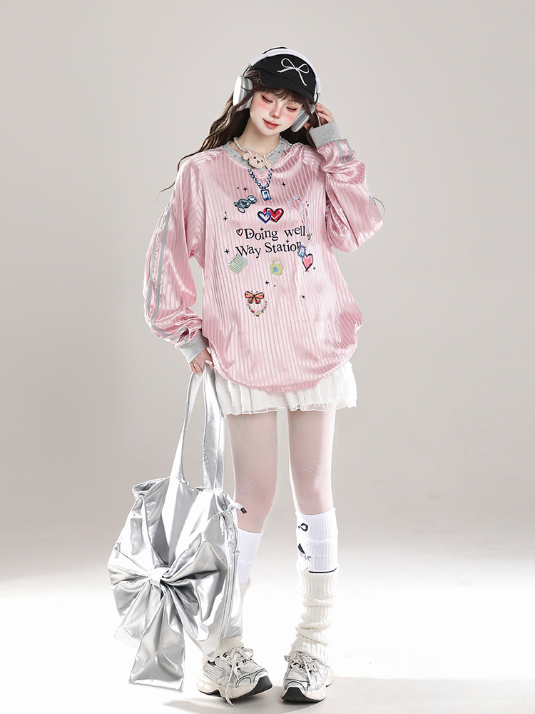 Women's American Style Casual V-Neck Jersey Sweatshirt - Loose Long Sleeve Pullover for Spring Outfits Women's American Style Casual V-Neck Jersey Sweatshirt - Loose Long Sleeve Pullover for Spring Outfits