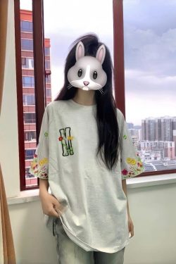 Women's American-Style Embroidered Floral Raglan Short Sleeve T-Shirt - Summer 2025 Unique Couple Outfit
