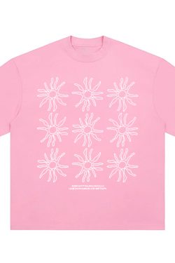 Women's American Style Heavy T-Shirt - Summer Sunflower Print, Versatile Black Short Sleeve Loose Casual Top