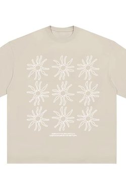 Women's American Style Heavy T-Shirt - Summer Sunflower Print, Versatile Black Short Sleeve Loose Casual Top