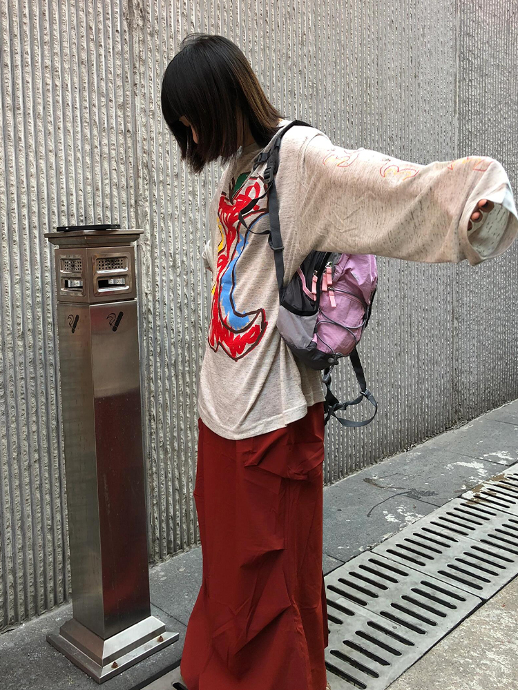 Women's American Style Long Sleeve T-Shirt, Apple Print Sun Protection Cover-Up, Loose Casual Summer Top Women's American Style Long Sleeve T-Shirt, Apple Print Sun Protection Cover-Up, Loose Casual Summer Top