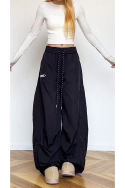 Women's American-Style Pleated Cargo Pants, Slimming Straight-Leg, Wide-Leg Loose-Fitting for Jazz Dance and Casual Wear