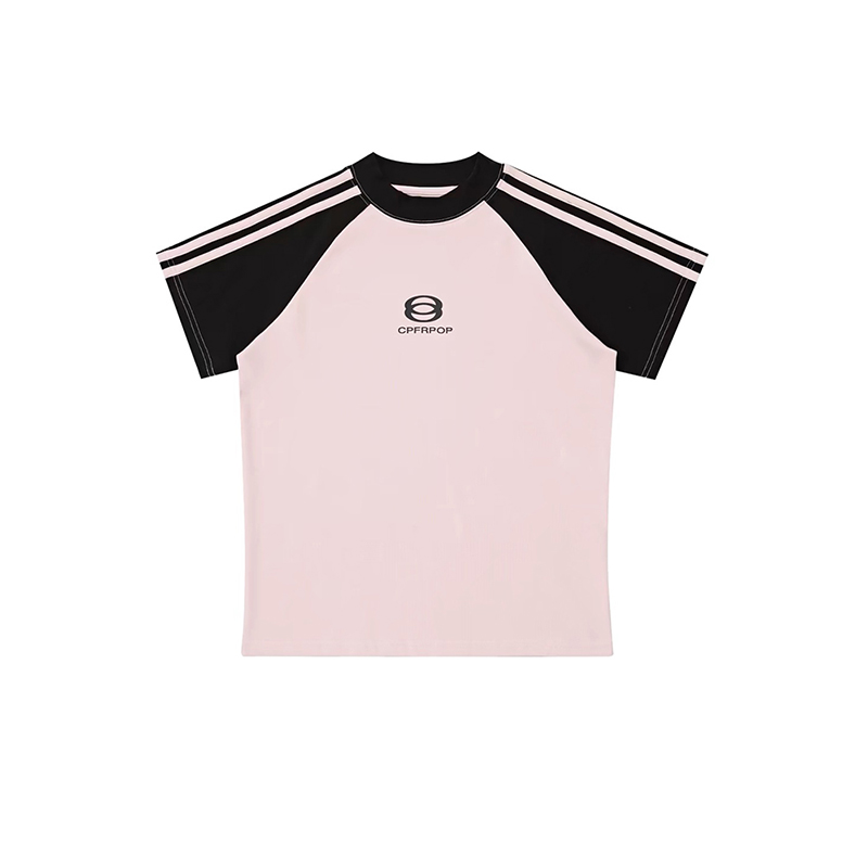 Women's American-Style Raglan Sleeve T-Shirt with Side Striped Letter Print, Slim Fit Summer Top, Casual Y2K Fashion Women's American-Style Raglan Sleeve T-Shirt with Side Striped Letter Print, Slim Fit Summer Top, Casual Y2K Fashion