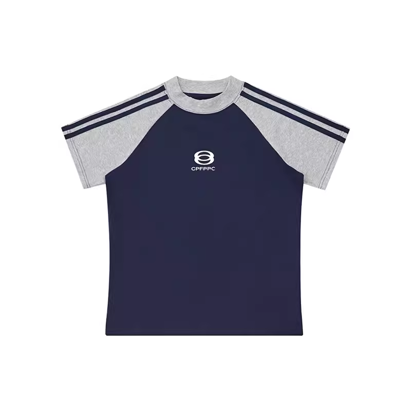 Women's American-Style Raglan Sleeve T-Shirt with Side Striped Letter Print, Slim Fit Summer Top, Casual Y2K Fashion Women's American-Style Raglan Sleeve T-Shirt with Side Striped Letter Print, Slim Fit Summer Top, Casual Y2K Fashion