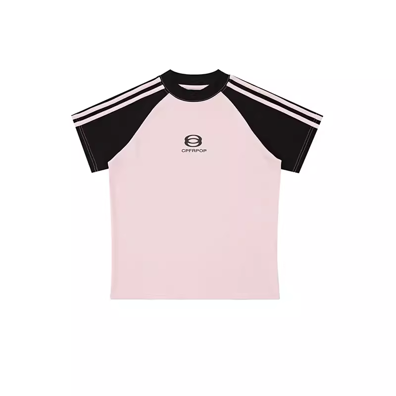 Women's American-Style Raglan Sleeve T-Shirt with Side Striped Letter Print, Slim Fit Summer Top, Casual Y2K Fashion Women's American-Style Raglan Sleeve T-Shirt with Side Striped Letter Print, Slim Fit Summer Top, Casual Y2K Fashion