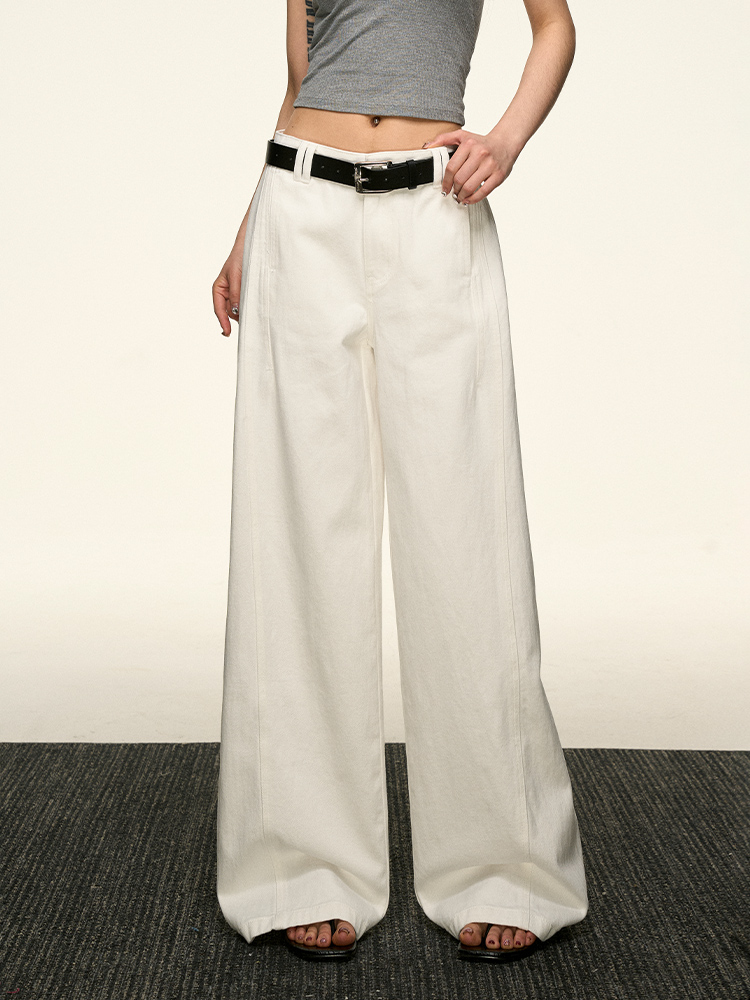 Women's American-Style Super White Wide-Leg Jeans - 2025 Summer Loose Curved Straight Pants for Versatile Y2K Fashion Women's American-Style Super White Wide-Leg Jeans - 2025 Summer Loose Curved Straight Pants for Versatile Y2K Fashion