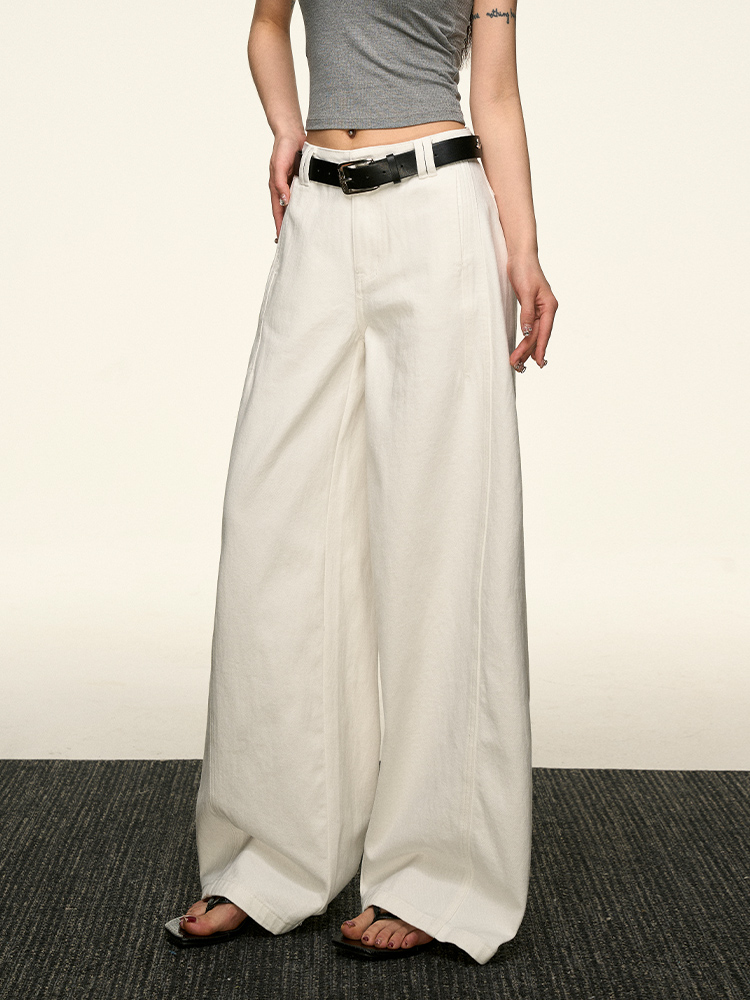 Women's American-Style Super White Wide-Leg Jeans - 2025 Summer Loose Curved Straight Pants for Versatile Y2K Fashion Women's American-Style Super White Wide-Leg Jeans - 2025 Summer Loose Curved Straight Pants for Versatile Y2K Fashion