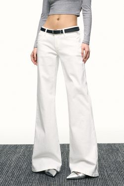 Women's American-Style White Flared Jeans - Loose Slimming Wide-Leg Bell-Bottoms for Spring & Autumn Fashion