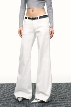 Women's American-Style White Flared Jeans - Loose Slimming Wide-Leg Bell-Bottoms for Spring & Autumn Fashion