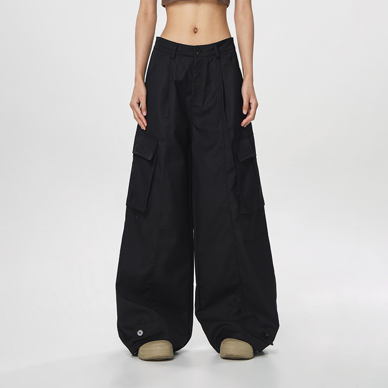 Women's American Vintage Multi-Pocket Wind Work Pants - Loose Straight Wide-Leg Trousers for Casual Y2K Style Women's American Vintage Multi-Pocket Wind Work Pants - Loose Straight Wide-Leg Trousers for Casual Y2K Style