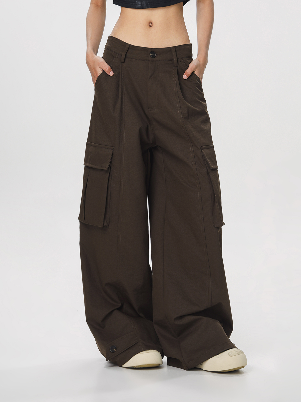 Women's American Vintage Multi-Pocket Wind Work Pants - Loose Straight Wide-Leg Trousers for Casual Y2K Style Women's American Vintage Multi-Pocket Wind Work Pants - Loose Straight Wide-Leg Trousers for Casual Y2K Style