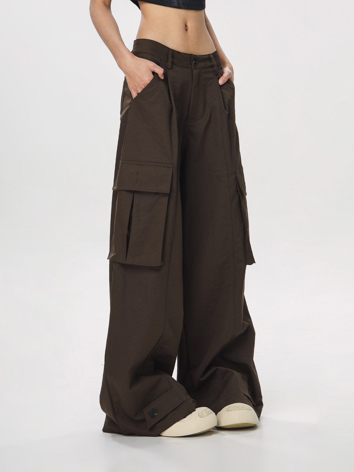 Women's American Vintage Multi-Pocket Wind Work Pants - Loose Straight Wide-Leg Trousers for Casual Y2K Style Women's American Vintage Multi-Pocket Wind Work Pants - Loose Straight Wide-Leg Trousers for Casual Y2K Style