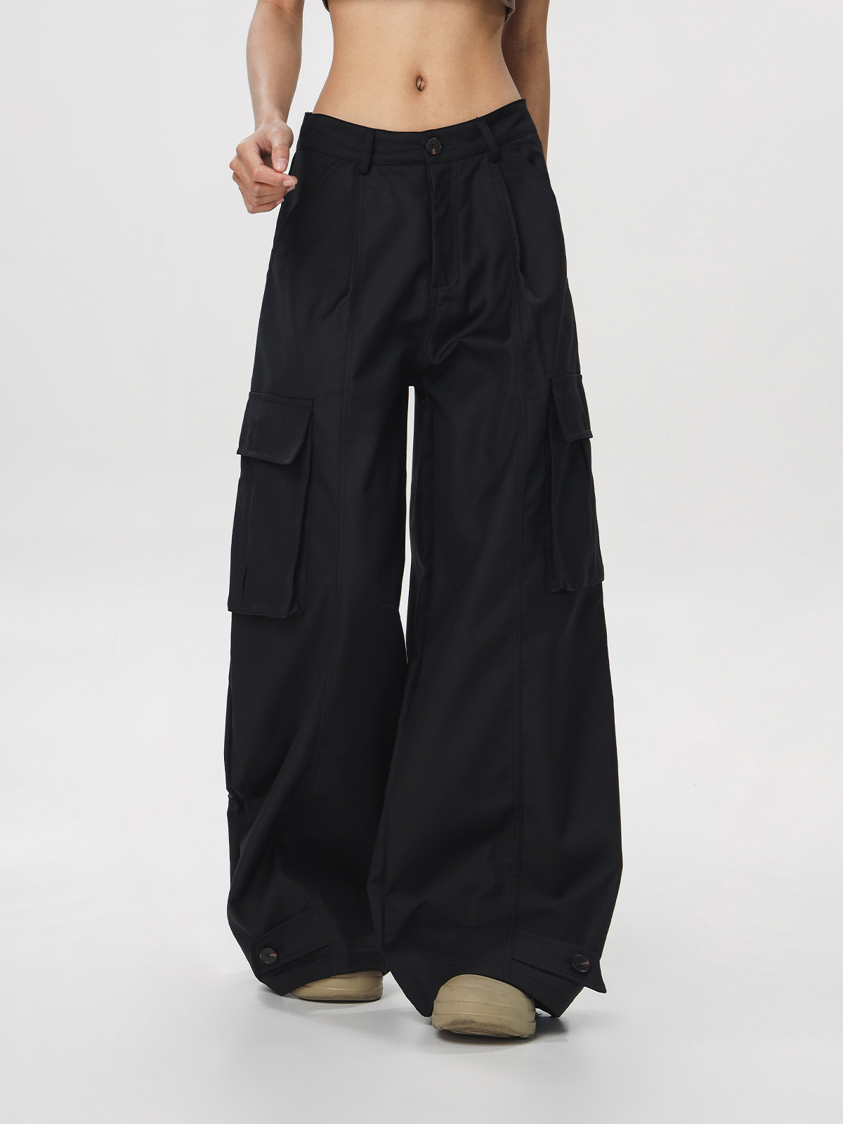 Women's American Vintage Multi-Pocket Wind Work Pants - Loose Straight Wide-Leg Trousers for Casual Y2K Style Women's American Vintage Multi-Pocket Wind Work Pants - Loose Straight Wide-Leg Trousers for Casual Y2K Style
