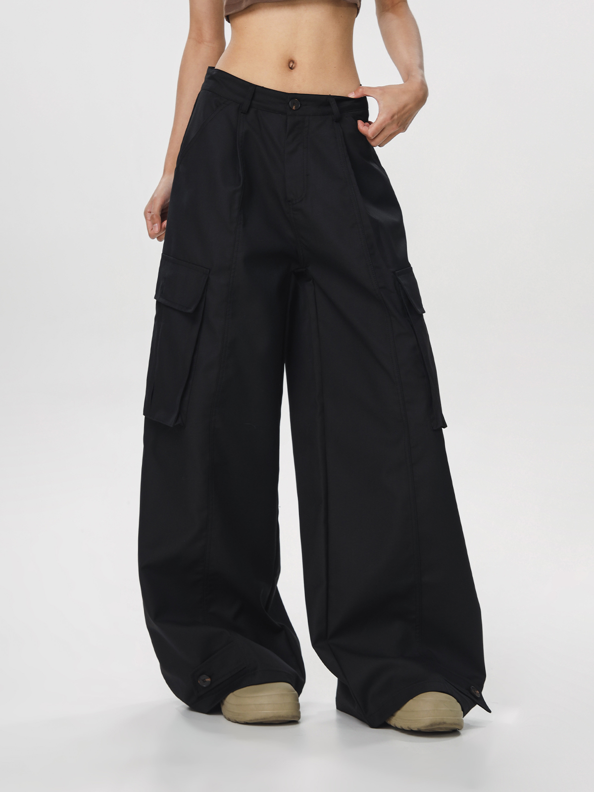 Women's American Vintage Multi-Pocket Wind Work Pants - Loose Straight Wide-Leg Trousers for Casual Y2K Style Women's American Vintage Multi-Pocket Wind Work Pants - Loose Straight Wide-Leg Trousers for Casual Y2K Style