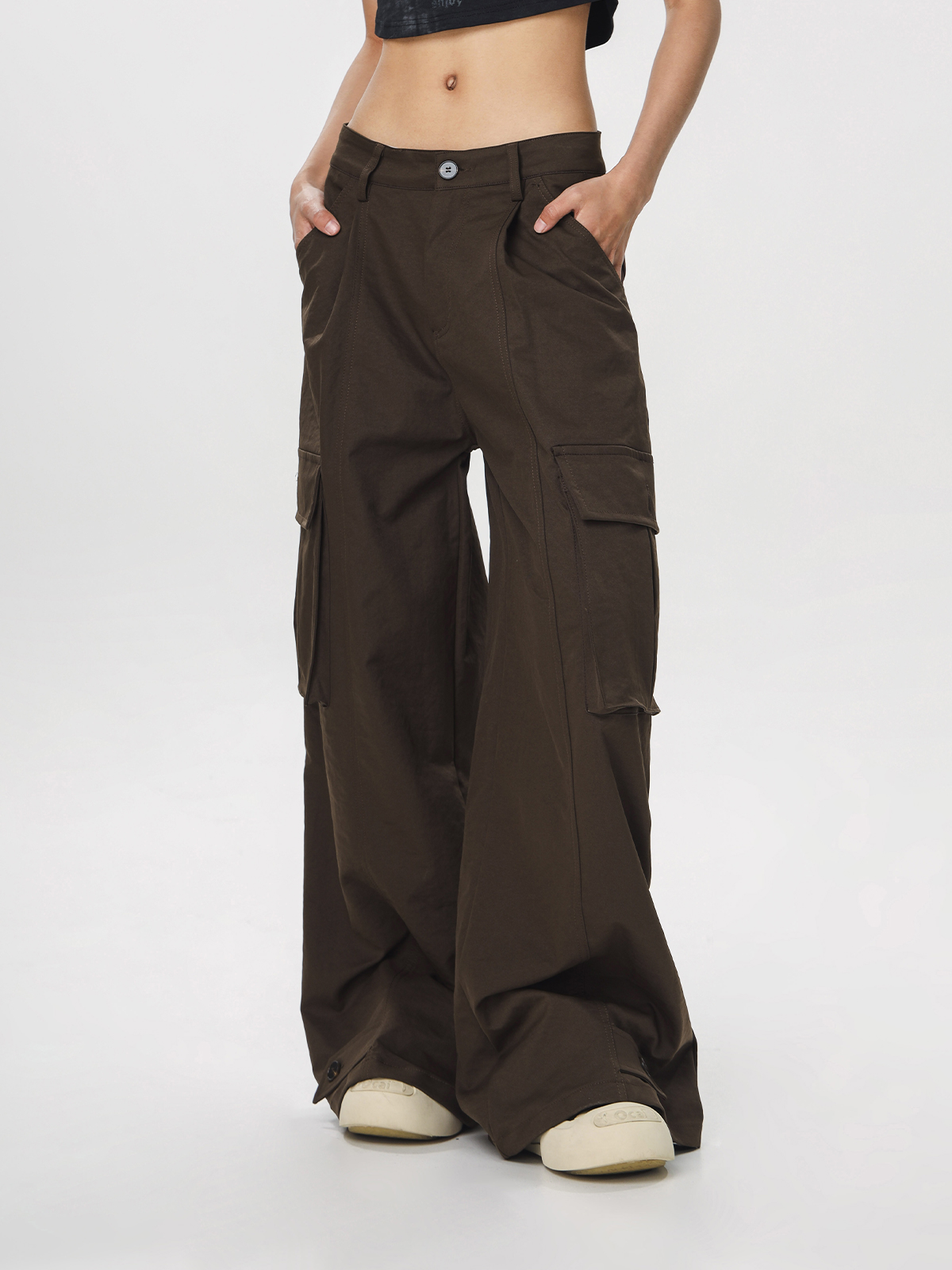 Women's American Vintage Multi-Pocket Wind Work Pants - Loose Straight Wide-Leg Trousers for Casual Y2K Style Women's American Vintage Multi-Pocket Wind Work Pants - Loose Straight Wide-Leg Trousers for Casual Y2K Style