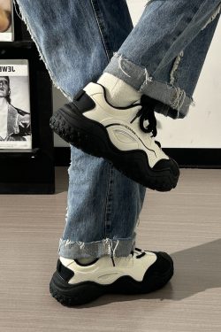 Women's Black and White Breathable Mesh Dad Sneakers - Lightweight Casual Sports Shoes for Everyday Comfort