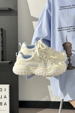 Women's Black and White Breathable Mesh Dad Sneakers - Lightweight Casual Sports Shoes for Everyday Comfort