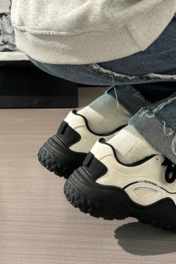 Women's Black and White Breathable Mesh Dad Sneakers - Lightweight Casual Sports Shoes for Everyday Comfort