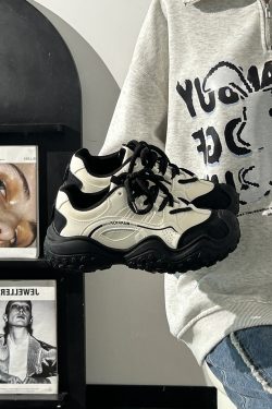 Women's Black and White Breathable Mesh Dad Sneakers - Lightweight Casual Sports Shoes for Everyday Comfort