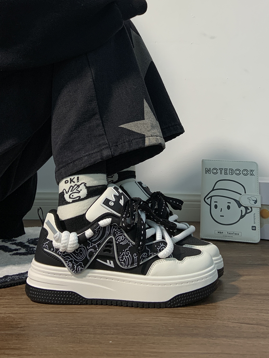 Women's Black and White Panda Sneakers - Breathable Thick-Soled Footwear for 2025, Versatile Design, Trendy Y2K Style Women's Black and White Panda Sneakers - Breathable Thick-Soled Footwear for 2025, Versatile Design, Trendy Y2K Style