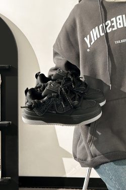 Women's Black and White Panda Sneakers - Breathable Thick-Soled Footwear for 2025, Versatile Design, Trendy Y2K Style