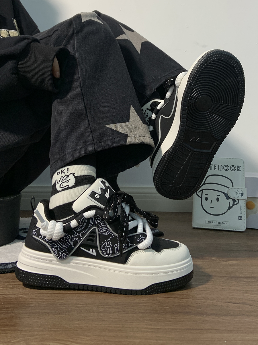 Women's Black and White Panda Sneakers - Breathable Thick-Soled Footwear for 2025, Versatile Design, Trendy Y2K Style Women's Black and White Panda Sneakers - Breathable Thick-Soled Footwear for 2025, Versatile Design, Trendy Y2K Style