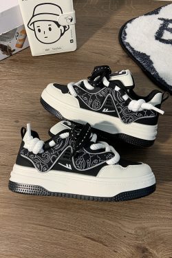 Women's Black and White Panda Sneakers - Breathable Thick-Soled Footwear for 2025, Versatile Design, Trendy Y2K Style